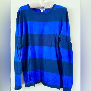 Lightweight Striped Old Navy Sweater w/Elbow Patches- Bright Blue/Navy
